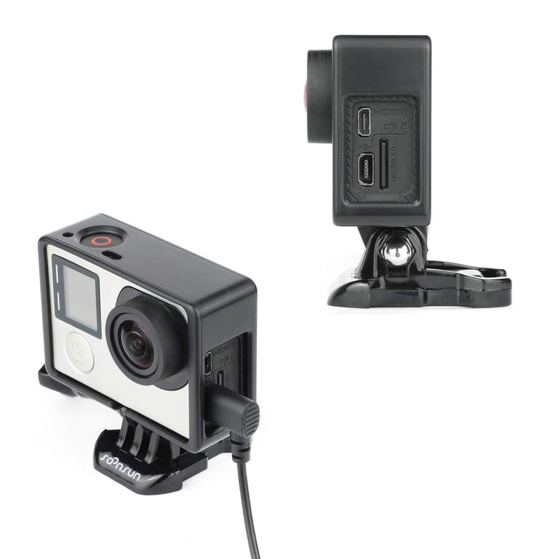 SOONSUN Frame Mount Housing Case with External Lavalier Lapel Clip-on Microphone for GoPro Hero 3, Hero3+, Hero 4 Black White Silver Action Cameras - Image 4